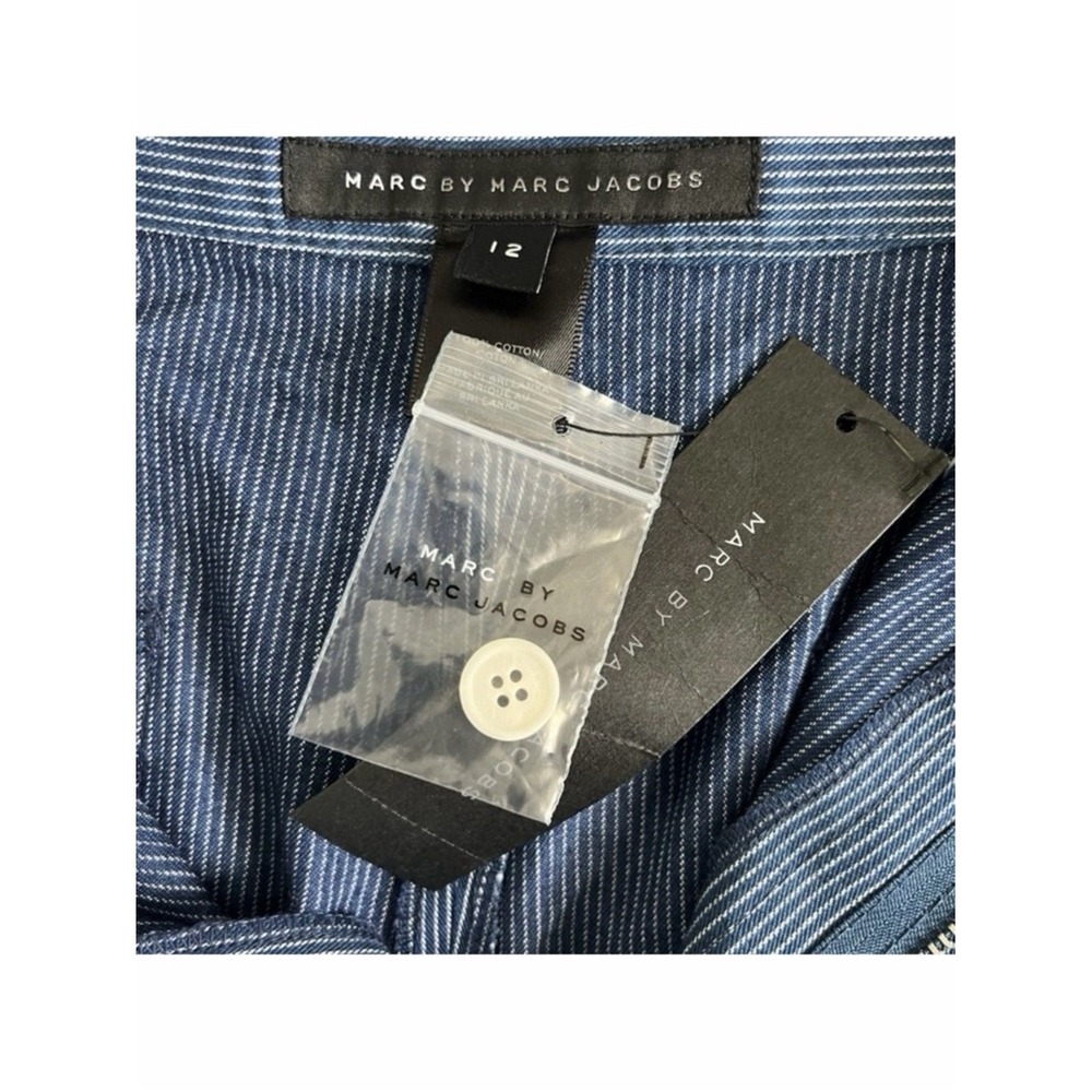 NWT Marc by Marc Jacobs Jamie Stripe Blue Indigo High Waist Cotton Shorts - Picture 6 of 6